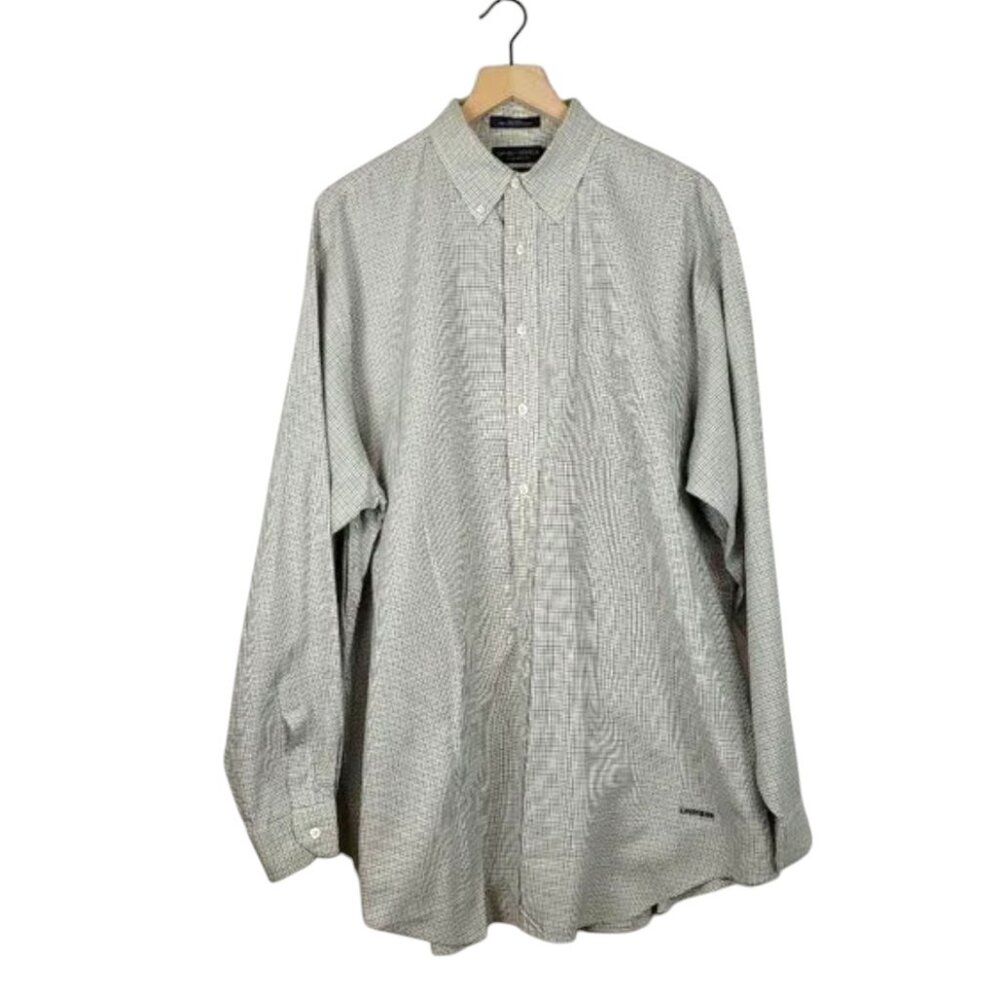 Daniel Cremieux Long Sleeve Button Down 100% Cotton Windowpane Plaid Shirt - XL
